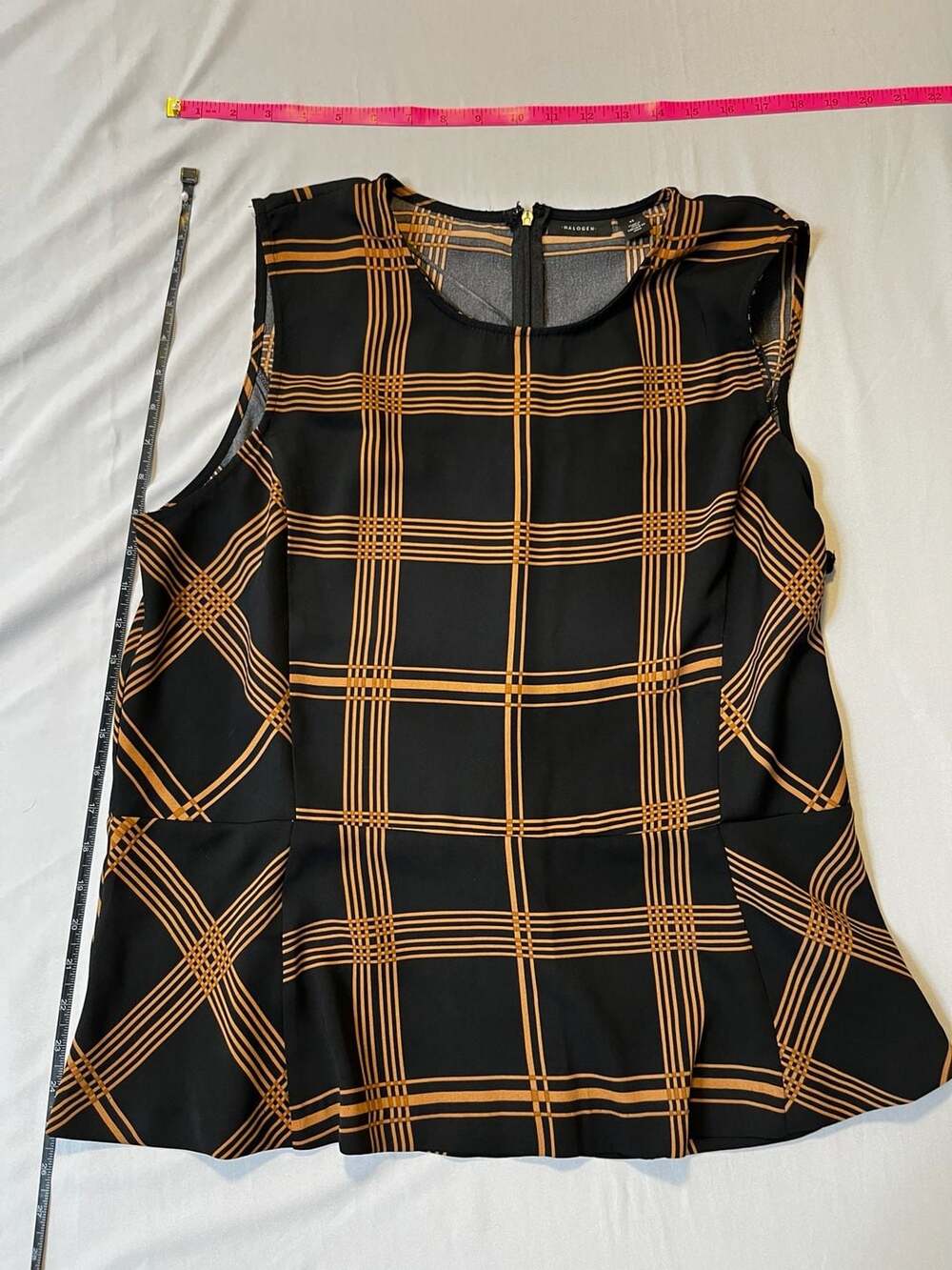 Halogen Sleeveless Plaid Peplum Top